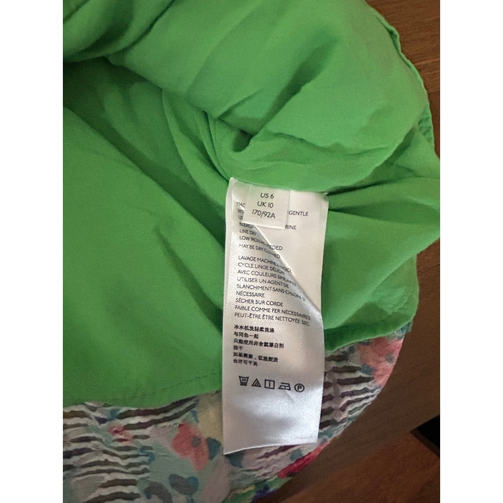 Anthropologie MaeveGreen Floral Camisole Top Womens Size 6 Textured Cutout Back - Picture 6 of 11
